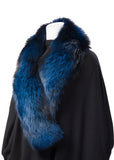 Shawl in Dyed Sapphire Blue Fox Fur