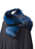 Shawl in Dyed Sapphire Blue Fox Fur