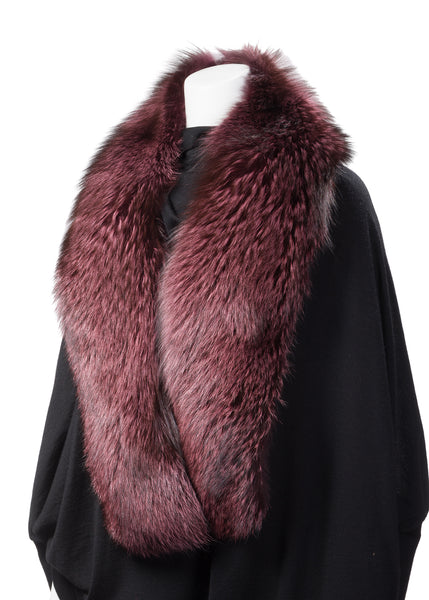 Shawl in Dyed Aubergine Fox Fur.
