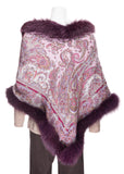 Silk Shawl with Burgundy Fur