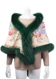 [SOLD] Silk Shawl with Green Fur