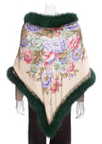 [SOLD] Silk Shawl with Green Fur