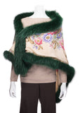 [SOLD] Silk Shawl with Green Fur
