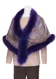 Silk Shawl with Purple Fur