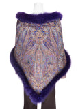 Silk Shawl with Purple Fur