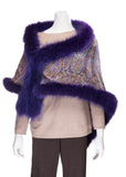 Silk Shawl with Purple Fur