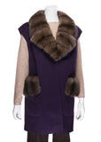 Sleeveless 3/4 Coat with Russian Sable Collar and Pockets