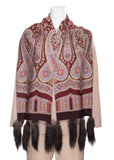 Wool Scarf with Sable Tassels - Bordeaux Paisley