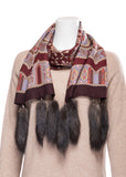 Wool Scarf with Sable Tassels - Bordeaux Paisley
