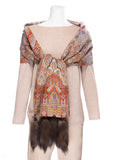 Large Wool Scarf with Sable Tassels - Imperial Print
