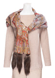 Large Wool Scarf with Sable Tassels - Imperial Print