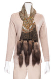 Wool Scarf with Sable Tassels - Animal Print