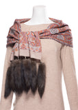 Wool Scarf with Sable Tassels - Beige Paisley